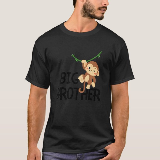 Kids Big Brother Monkey Animal Best Bro Ever World T-Shirt (Front)