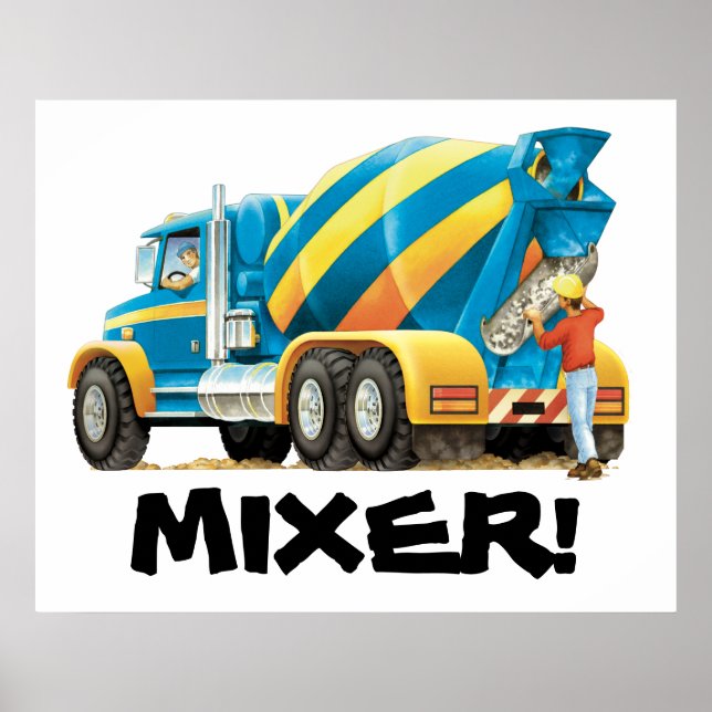 Kids Big Concrete Mixer Construction Truck Poster (Front)