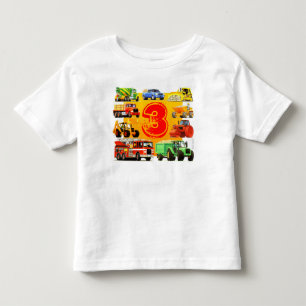 Kids Big Construction Truck 3rd Birthday Toddler T-Shirt