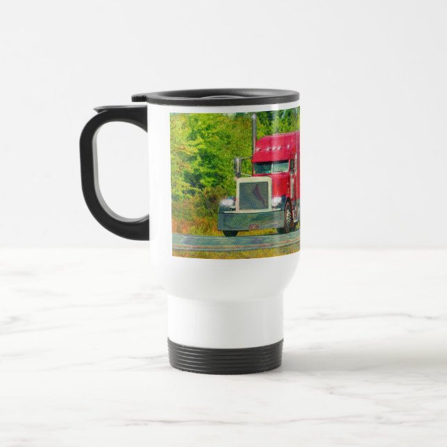 Kids Big Red Cargo Truck Drinking Mug (Left)