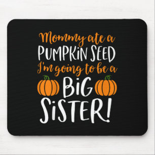 Kids Big Sister Fall Pregnancy Announcement Hallow Mouse Mat