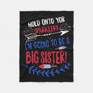 Kids Big Sister Sparkler 4th Of July Pregnancy Ann Fleece Blanket