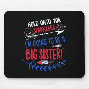 Kids Big Sister Sparkler 4th Of July Pregnancy Ann Mouse Mat