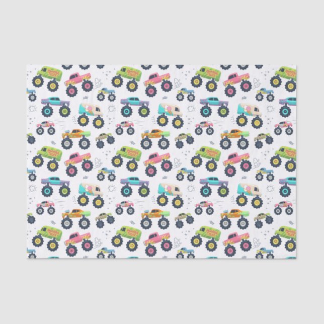 Kids Big Wheel Car And Trucks Tissue Paper (Front)