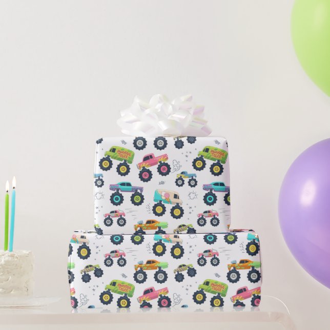 Kids Big Wheel Cars And Trucks Wrapping Paper (Party Gifts)