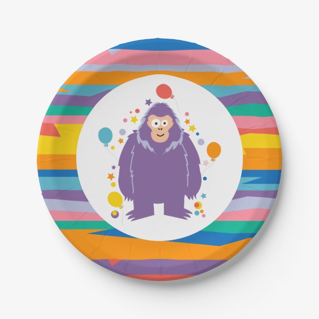 Kids Bigfoot Birthday  Paper Plate (Front)