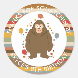 Kids Bigfoot Birthday Thank You Classic Round Sticker