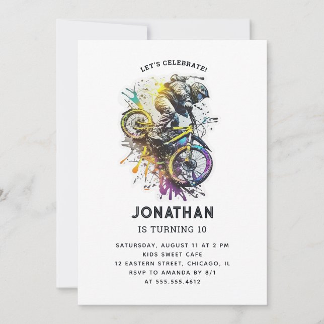 Kids Bike BMX Party. Extreme adventure birthday Invitation (Front)