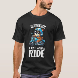 Kids Biker Motorcycle Riding Brown Bear Boys T-Shirt