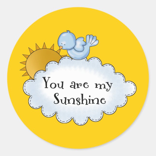 Kid's Bird Sun You Are My Sunshine Classic Round Sticker (Front)