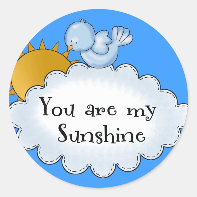 Kid's Bird Sun You Are My Sunshine Classic Round Sticker (Front)