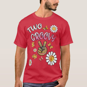 Kids Birthday 2 Cute Hippie Groovy Flowers Design T-Shirt