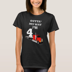 Kids Birthday 4 yr Old Trucks Semi Truck 4th Birth T-Shirt