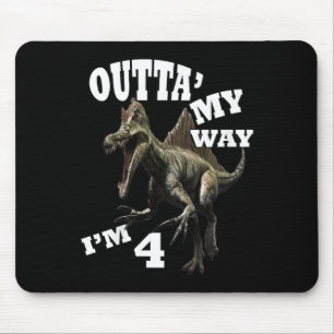 Kids Birthday 4th Gift Dino Graphic Design & Q Mouse Mat