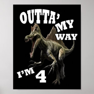 Kids Birthday 4th Gift Dino Graphic Design & Q Poster