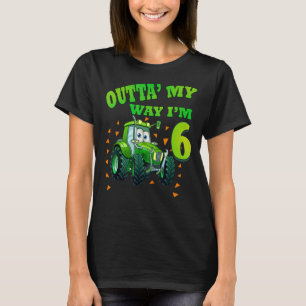 Kids Birthday 6 Year Old Green Farm Truck Tractor  T-Shirt