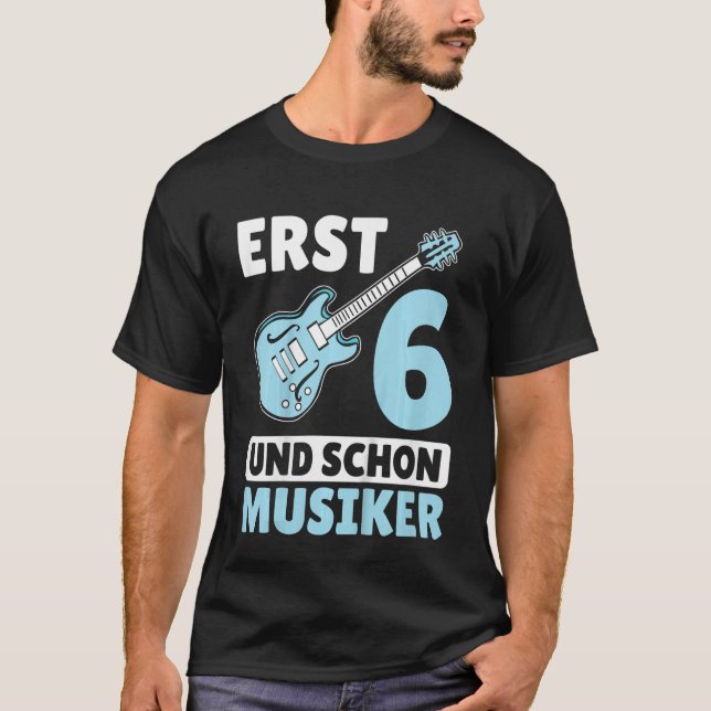 Kids Birthday 6 Years Guitar Musician 6th Birthday T-Shirt (Front)