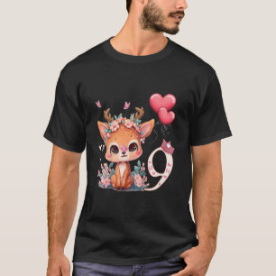Kids Birthday 9 Years Baby Deer Fawn Kid Bambino   T-Shirt