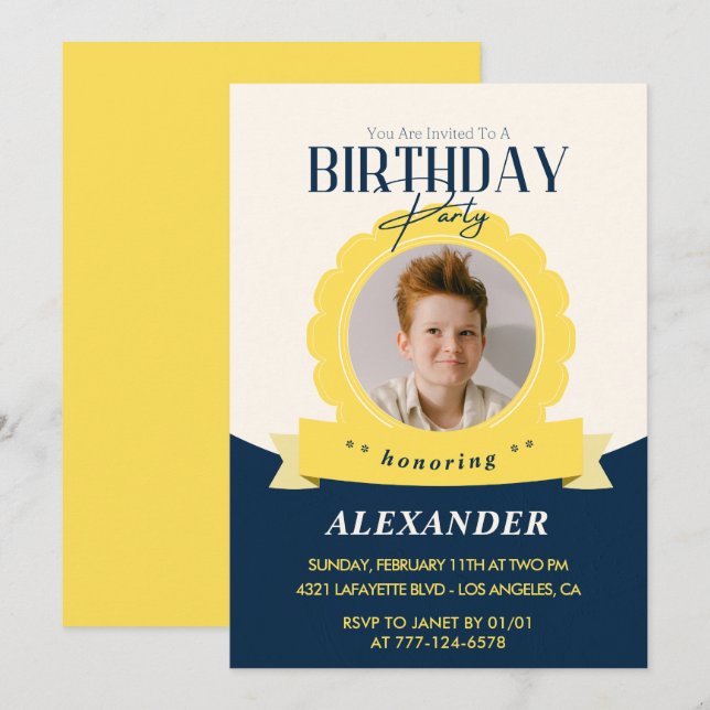 Kids birthday 9th birthday invitation Modern (Front/Back)