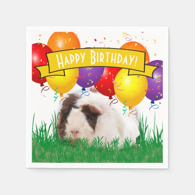 Kids Birthday Adorable Guinea Pig Party Balloons Napkin (Front)