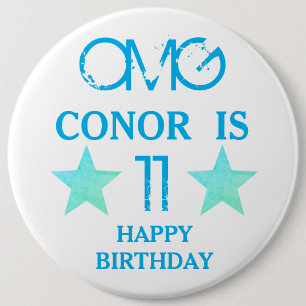 Kids Birthday Badge - Name Age Stars