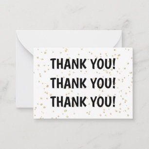 Kid's Birthday Black Gold Glitter Thank you Card