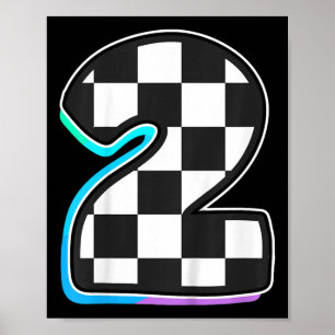 Kids Birthday Boy 2 Two 2nd Birthday Racing Car Fl Poster