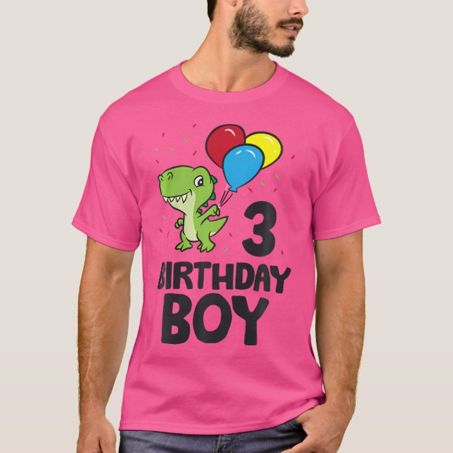 Kids Birthday Boy 3Rd Birthday Dinosaur T-Shirt (Front)