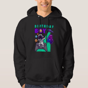 Kids Birthday Boy 4 Gamer Dabbing Astronaut 4 Year Hoodie