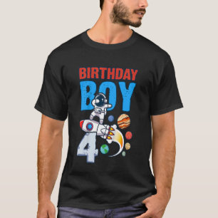 Kids Birthday Boy 4 Years Old Space Rocket Dabbing T-Shirt