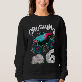 Kids Birthday Boy 6 Monster Truck Crushing 6 Sweatshirt