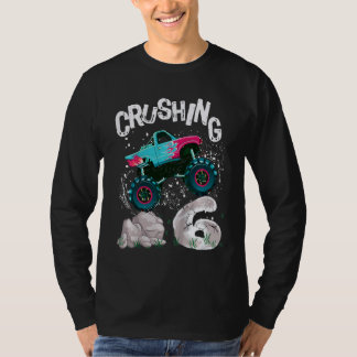 Kids Birthday Boy 6 Monster Truck Crushing 6 T-Shirt