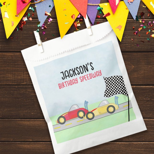 Kids Birthday Boy Cartoon Race Cars Cute Party Favour Bags (Creator Uploaded)