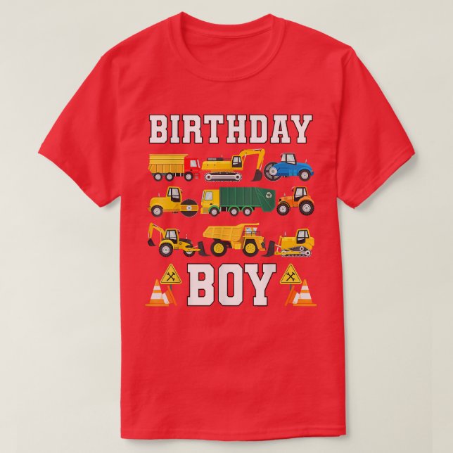 Kids Birthday Boy  Funny Construction Birthday  T-Shirt (Design Front)