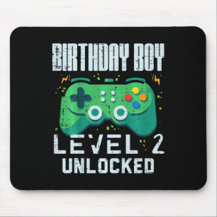 Kids Birthday Boy Level 2 Unlocked Gamer Controlle Mouse Mat