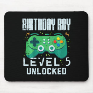 Kids Birthday Boy Level 5 Unlocked Gamer Controlle Mouse Mat