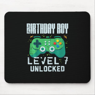 Kids Birthday Boy Level 7 Unlocked Gamer Controlle Mouse Mat