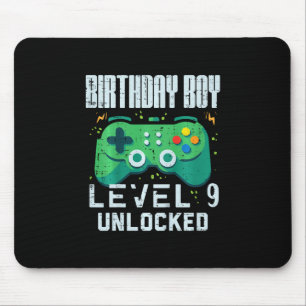 Kids Birthday Boy Level 9 Unlocked Gamer Controlle Mouse Mat