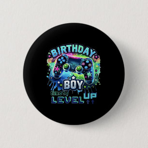 Kids Birthday Boy Level Up Gamer Controller Video 6 Cm Round Badge