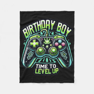 Kids Birthday Boy Level Up Gamer Controller Video Fleece Blanket