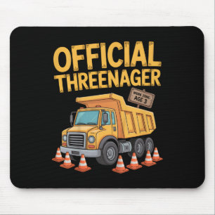 Kids Birthday Boy Three Years Old Threenager Const Mouse Mat