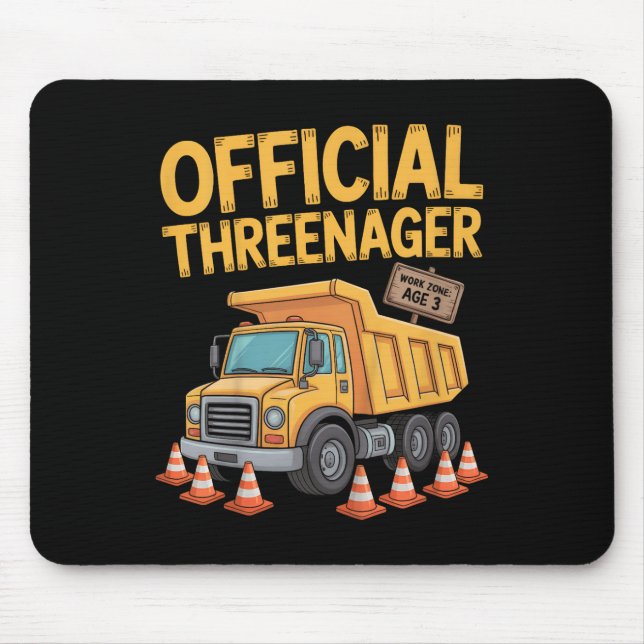 Kids Birthday Boy Three Years Old Threenager Const Mouse Mat (Front)