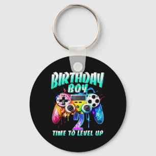 Kids Birthday Boy Time To Level Up Gamer Video Gam Key Ring