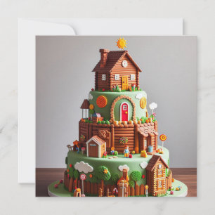KIDS BIRTHDAY CAKE WITH LOG CABIN THEME CARD