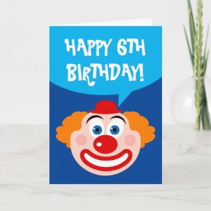 Kid's Birthday card with cute circus clown drawing
