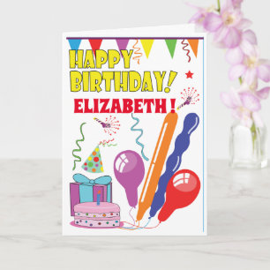 Kids Birthday Cards Add Name Personalised
