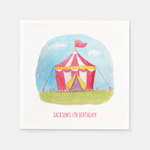 Kids Birthday Carnival Watercolor Party Supplies Napkin