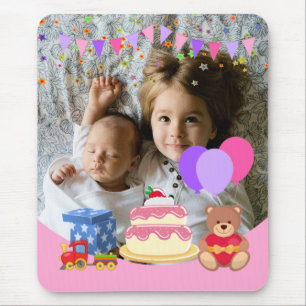 Kids birthday celebration personalised photo Mouse Mat