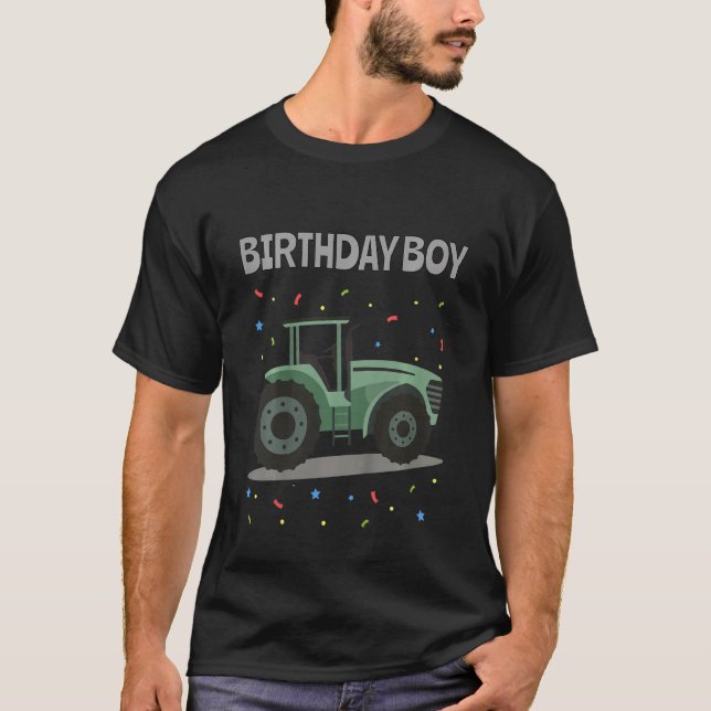 Kids Birthday Child Birthday Boy Tractor Digger Ch T-Shirt (Front)