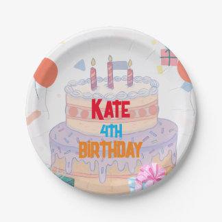 Kids Birthday Colorful Sweet Cake Plate